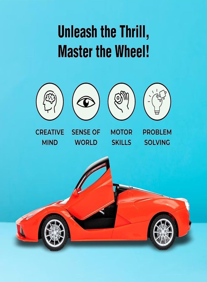 براند كونكور سيارة رياضية قابلة لإعادة الشحن تعمل بجهاز تحكم عن بعد من ماركة كونكر، مزودة بأبواب قابلة للفتح وأضواء LED للأطفال، سيارة رياضية فائقة السرعة للأطفال، لعبة تحكم عن بعد كبيرة الحجم للأطفال من 3 إلى 10 سنوات (سيارة فيراري حمراء تعمل بجهاز تحكم عن بعد). - Image 4